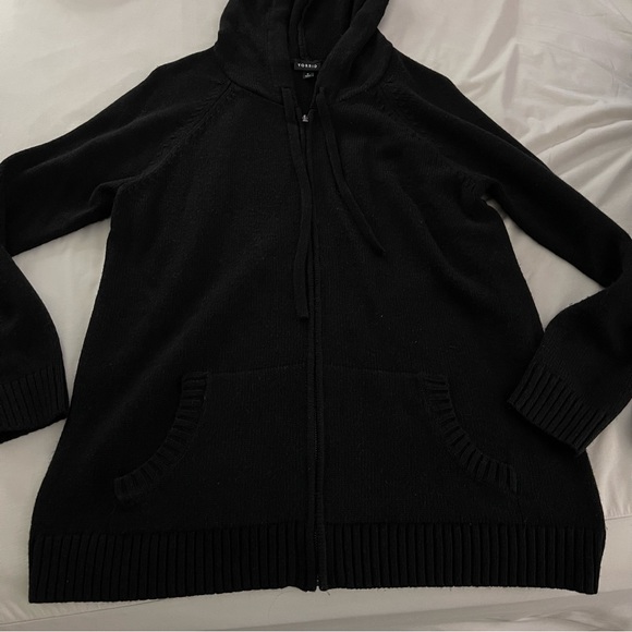 Torrid Ribbed Cardigan Zip Up Hooded Sweater - Picture 5 of 6